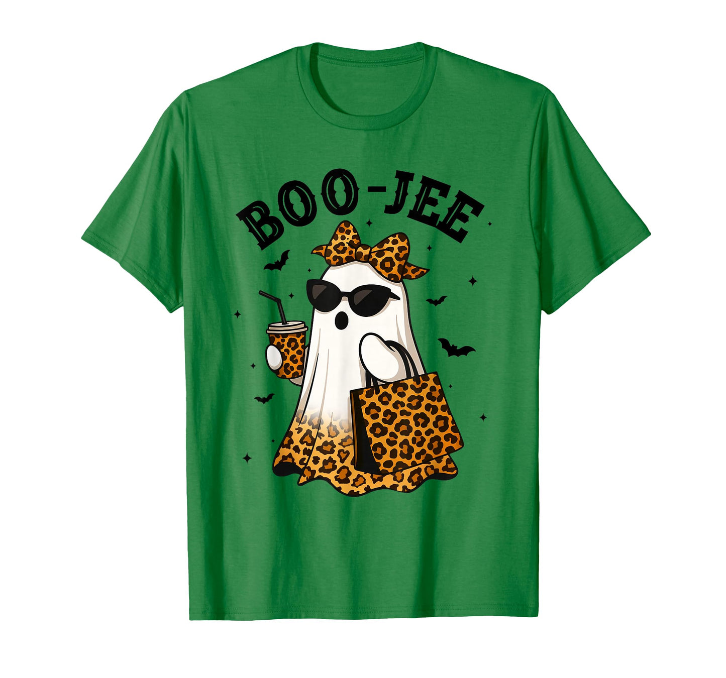 Coquette Leopard Ghost Coffee Boo-JEE Halloween Boujee Ghost T-Shirt