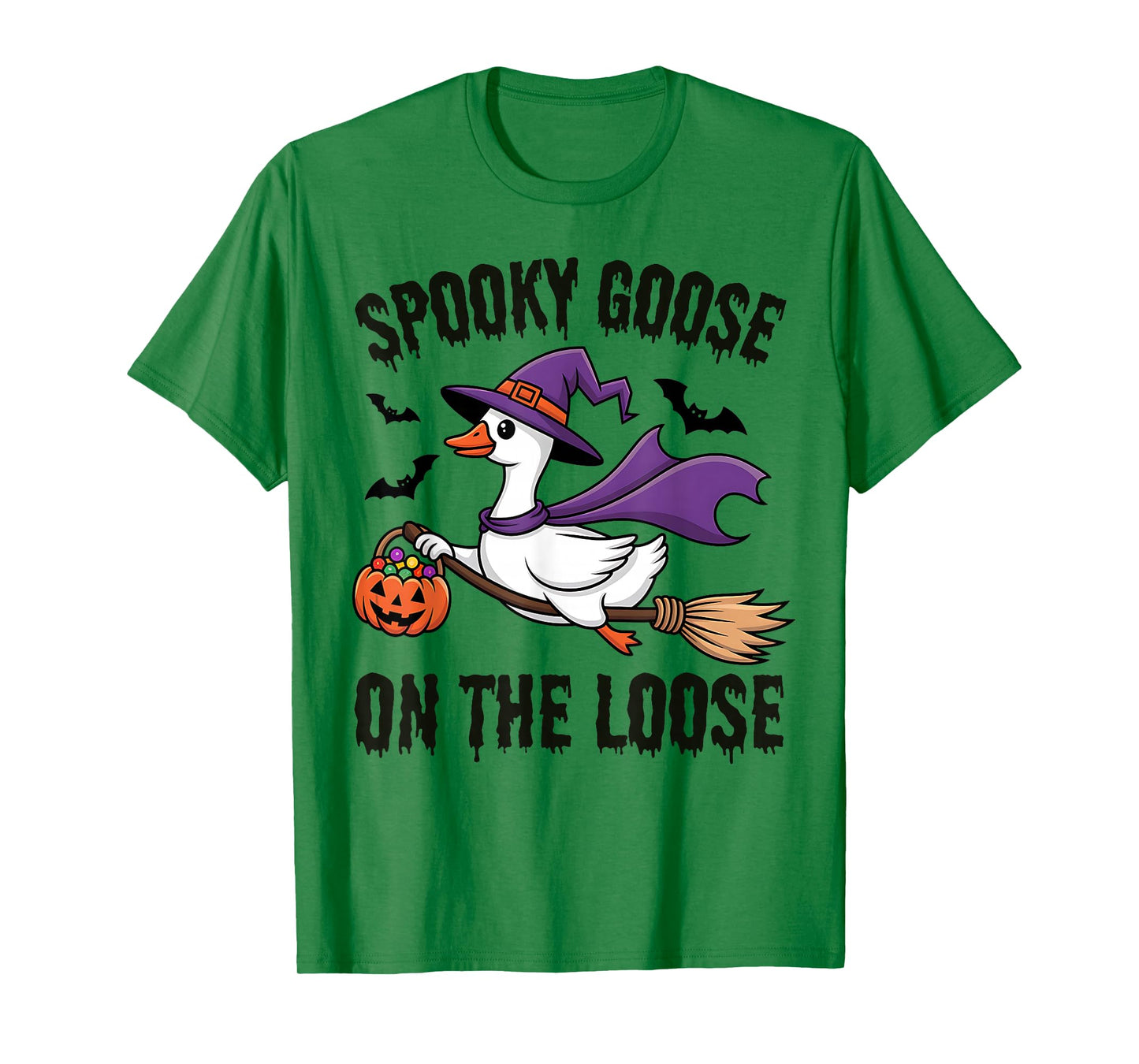 Spooky Goose On The Loose Goose Witch Animal Halloween T-Shirt