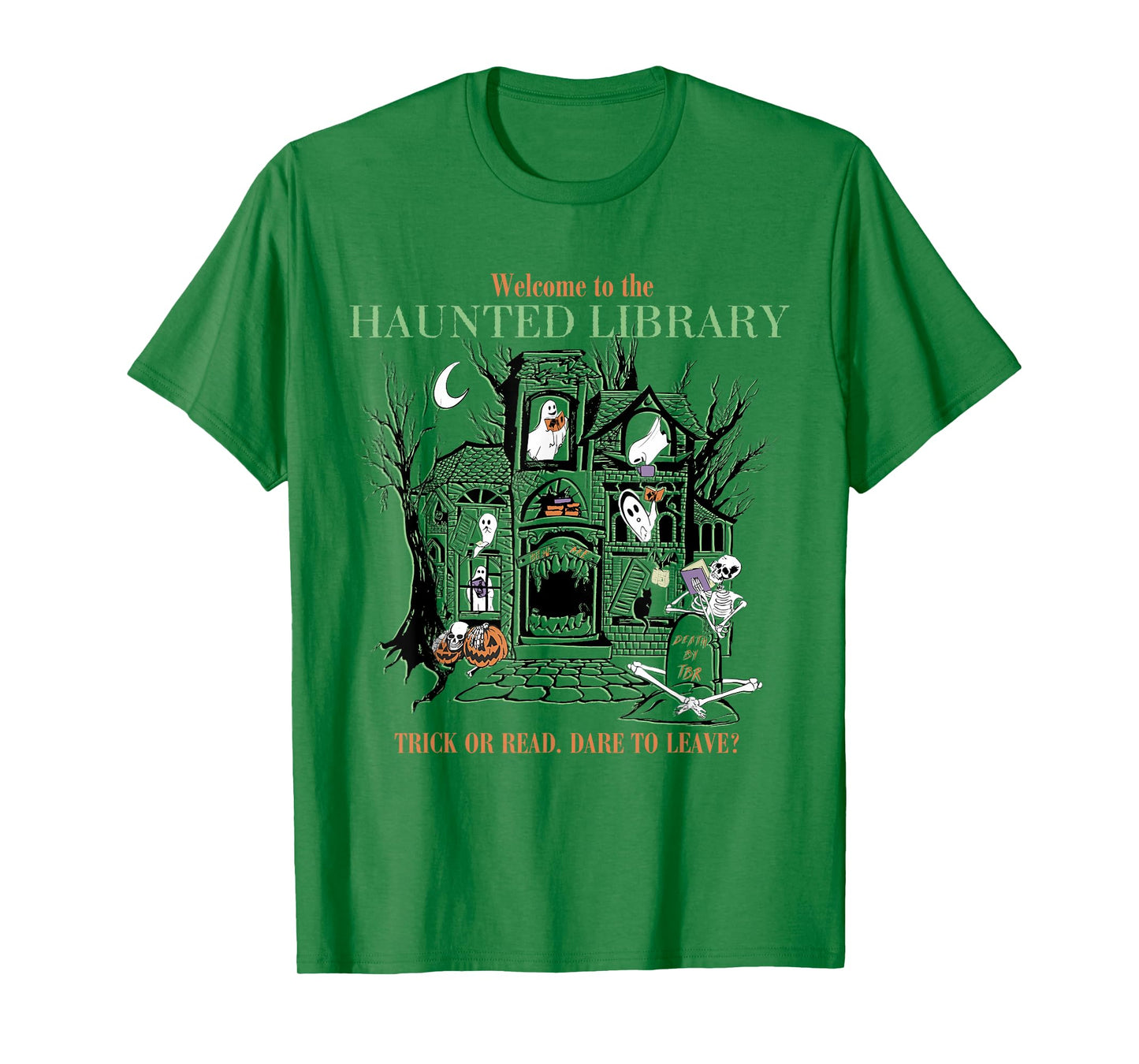 Retro Welcome To The Haunted Library Book Lovers Halloween T-Shirt