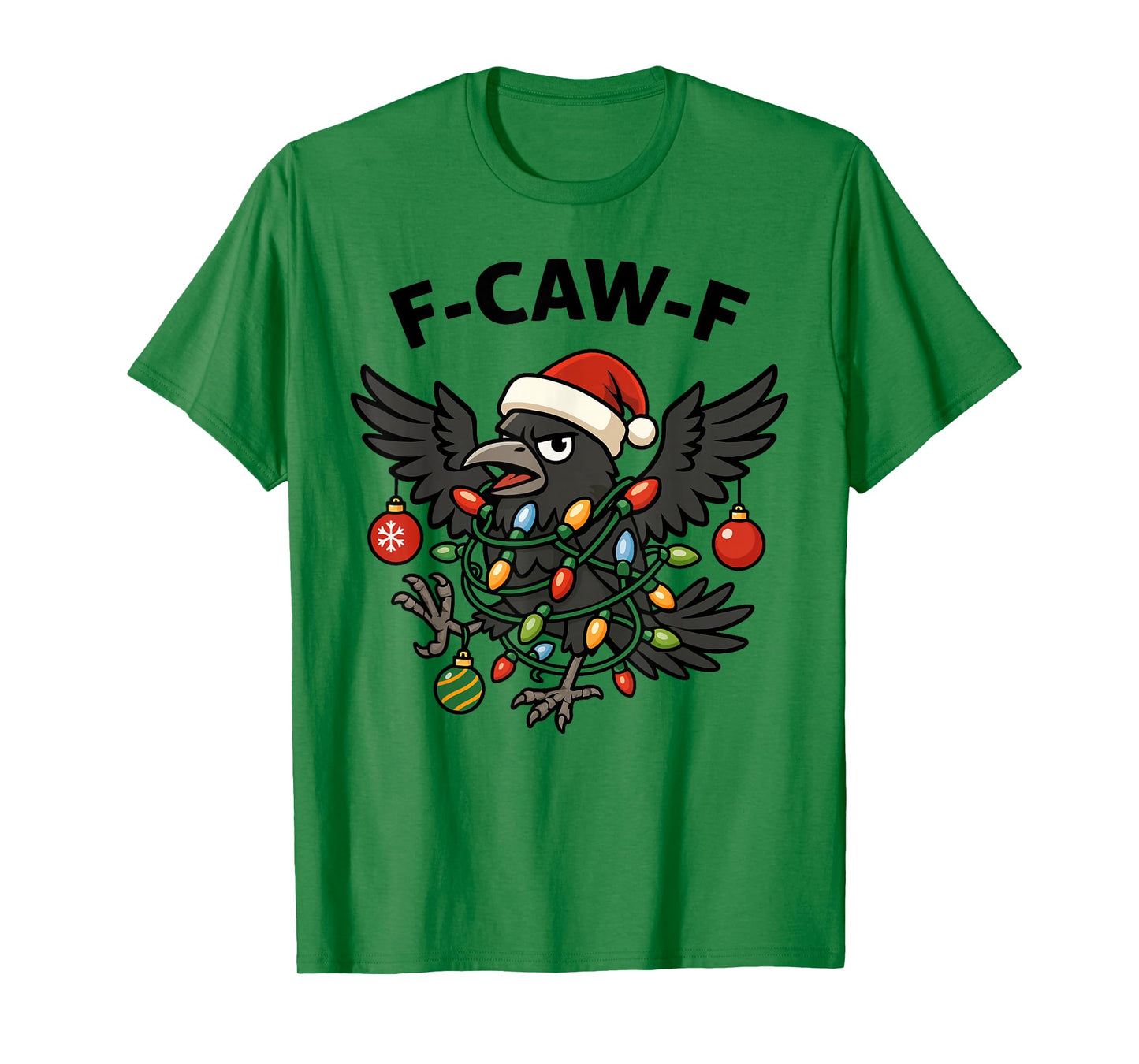 F-Caw-F Crow Christmas Lights Santa Hat T-Shirt
