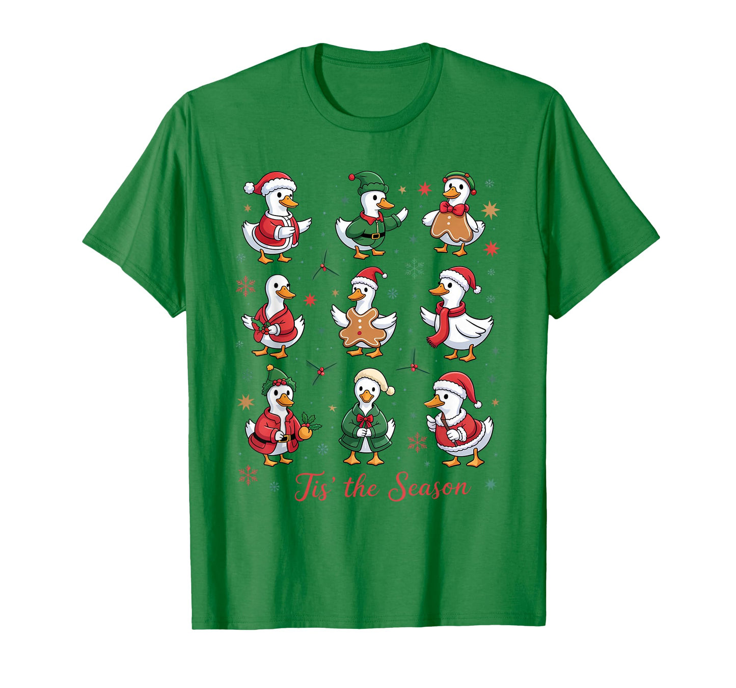 Retro Silly Goose Santa Cute Merry Christmas Tis The Season T-Shirt