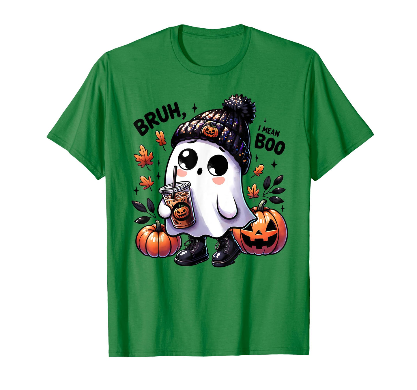 Bruh I Mean Boo Funny Ghost Jack O Lantern Coffee Halloween T-Shirt