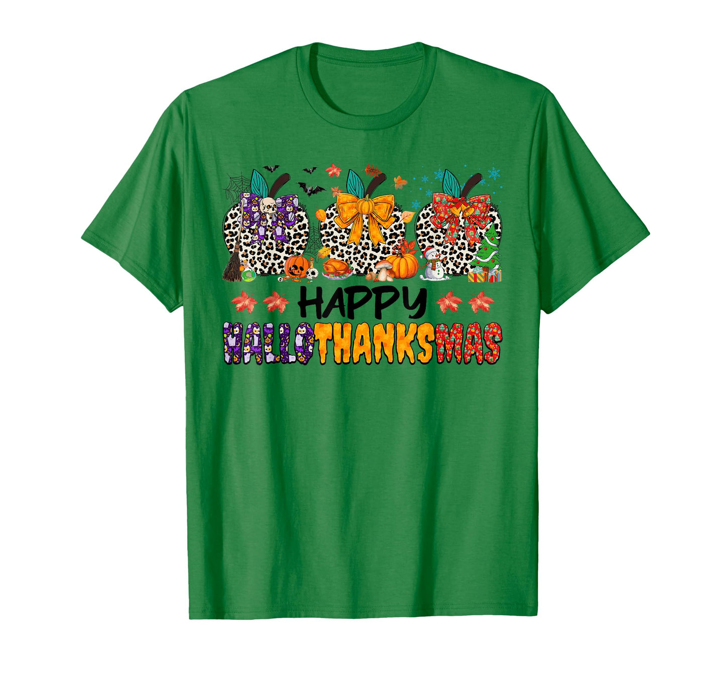 Happy Hallothanksmas Halloween Thanksgiving Xmas Teachers T-Shirt