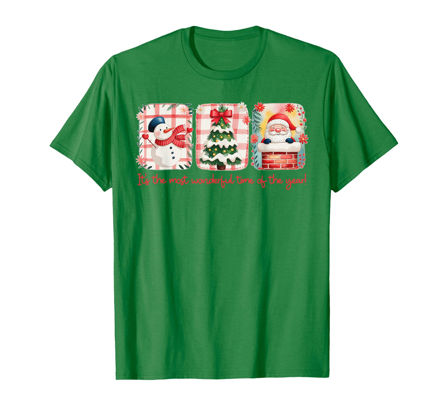 Christmas The Most Wonderful Time of The Year Plaid Snowman T-Shirt