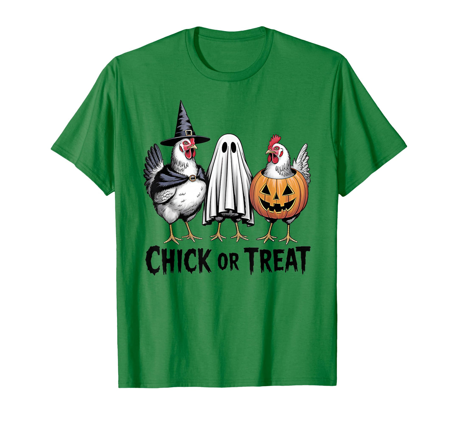 Chick Or Treat Spooky Witch Ghost Pumpkin Chicken Halloween T-Shirt