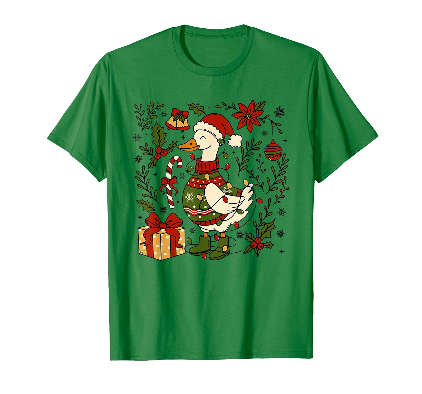 Retro Christmas Silly Goose Christmas Light Goosemas Funny T-Shirt