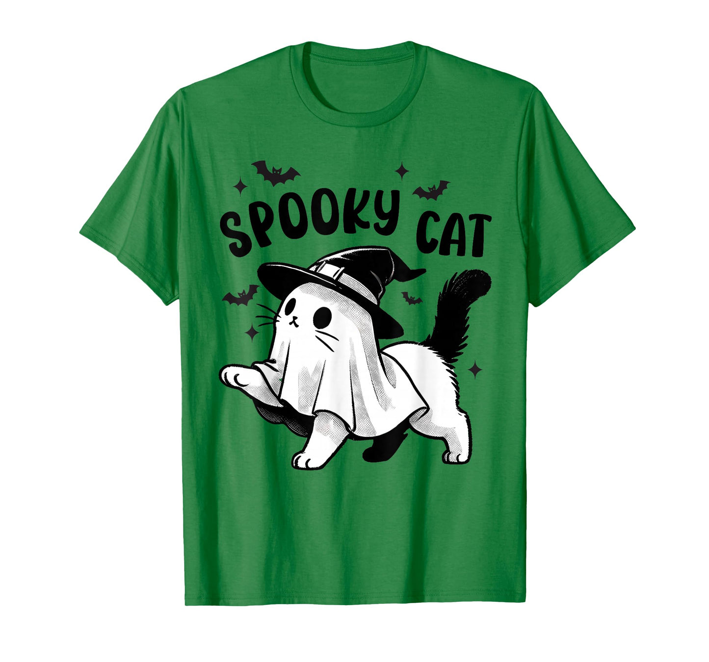 Spooky Cat Halloween Ghost Pumpkins Men Women Mom T-Shirt