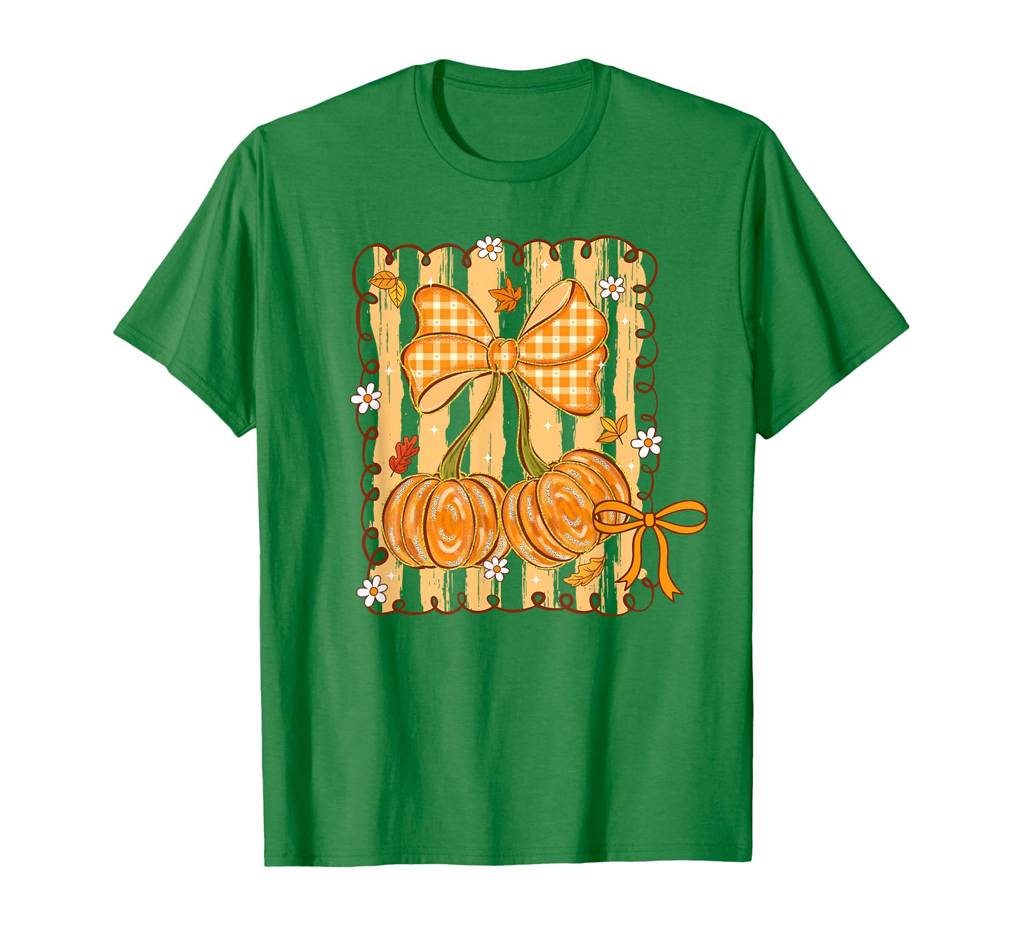 Cherry Shirt Autumn Coquette Pumpkin Fall Cozy Bow Checkered T-Shirt