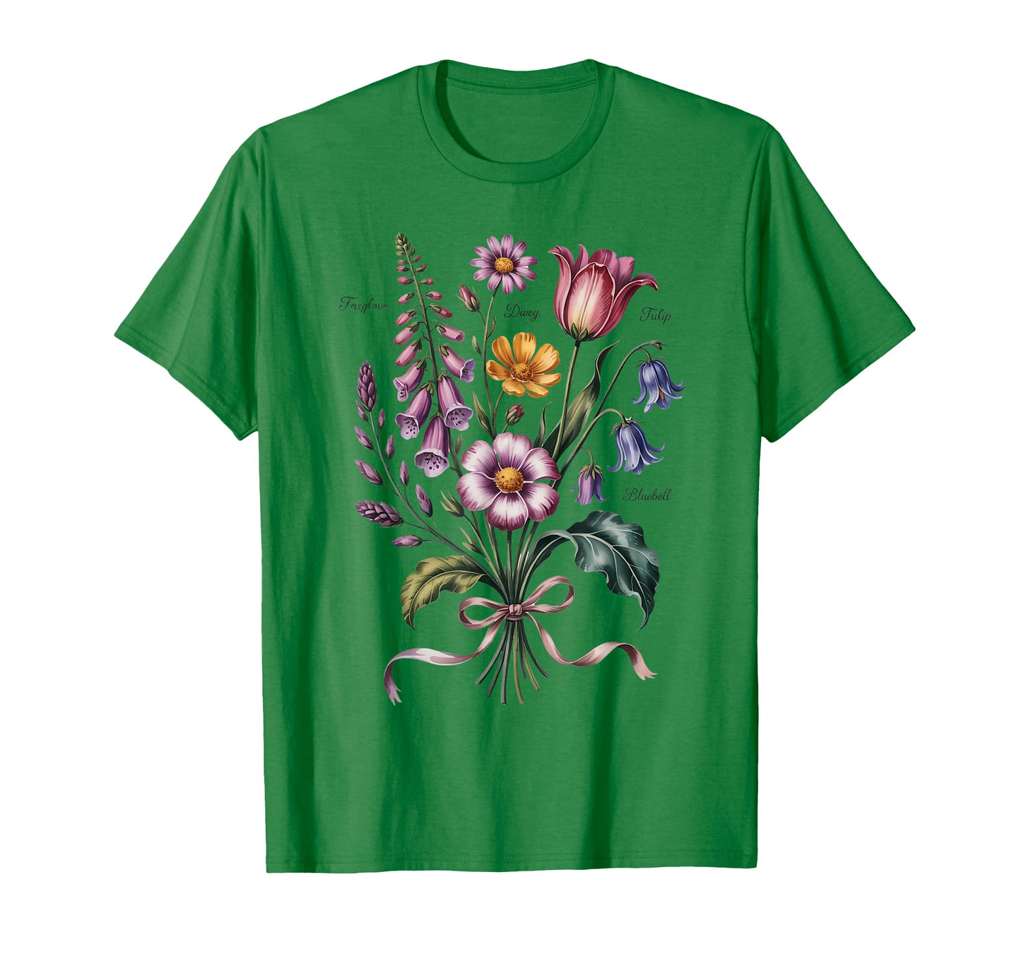 Vintage Floral Wildflower Foxglove Daisy Tulip Botanical T-Shirt