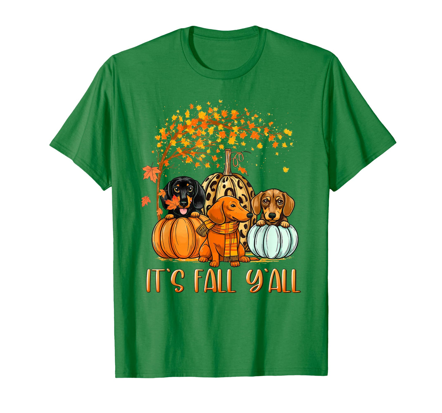 It’s Fall Y’all Autumn Dachshund Pumpkins Fall Women Girls T-Shirt