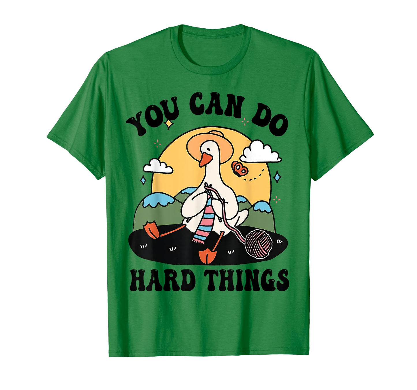 Cute Goose, You Can Do Hard Things, Duck Positive Quote Tee T-Shirt