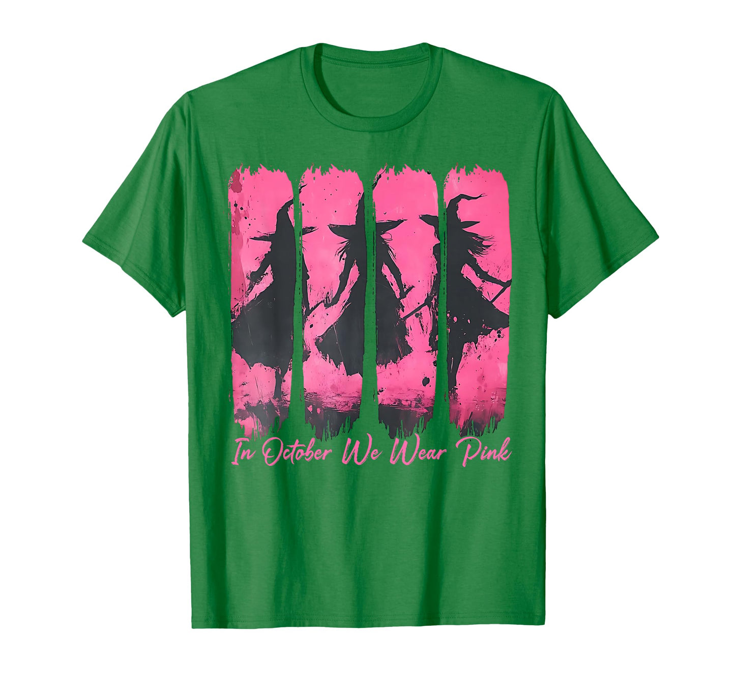 Retro in October We Wear Pink Witch Breast Cancer Awareness T-Shirt