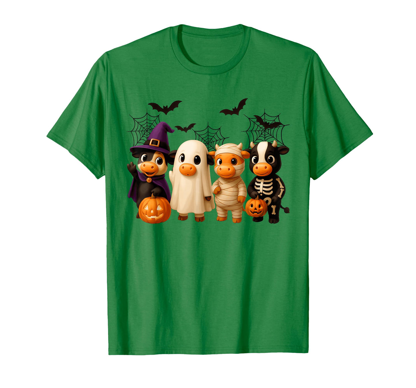 Cows in Witch Skeleton Ghost Costume Happy Halloween Day T-Shirt