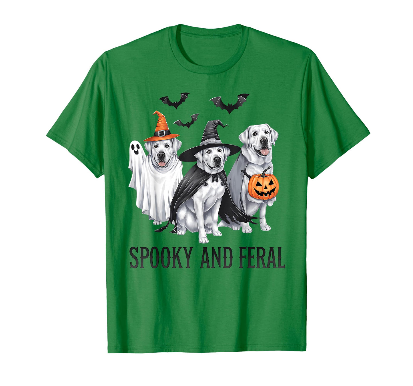 Labrador Halloween Funny Spooky and Feral Dog Ghost Pumpkin T-Shirt