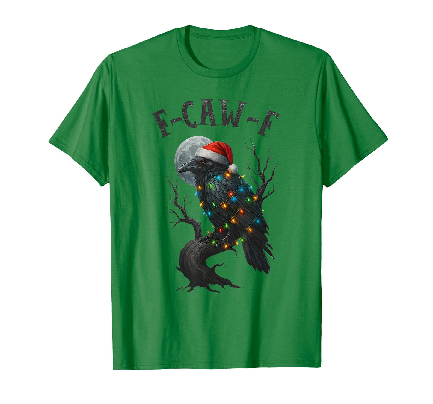 Merry Christmas F-Caw-F Crow Santa Black Bird Xmas Raven T-Shirt