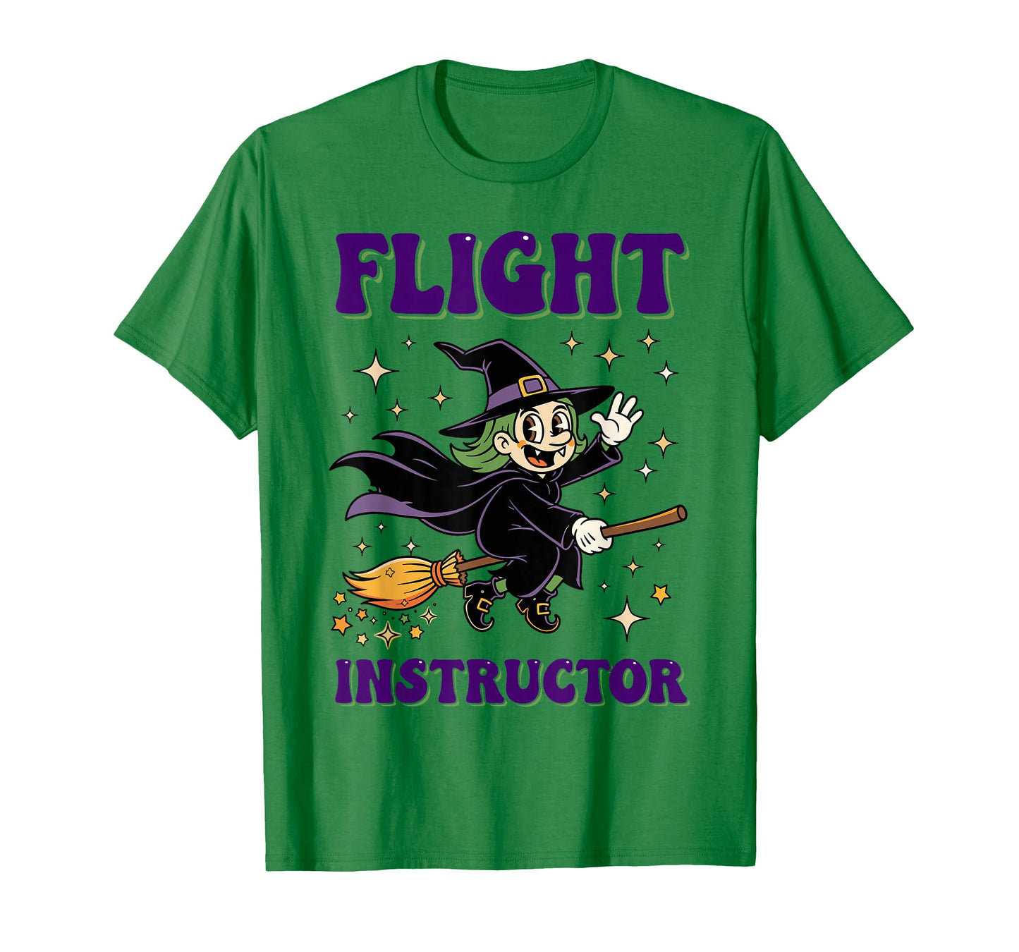 Flight Instructor Witch Riding Broomstick Halloween Costume T-Shirt