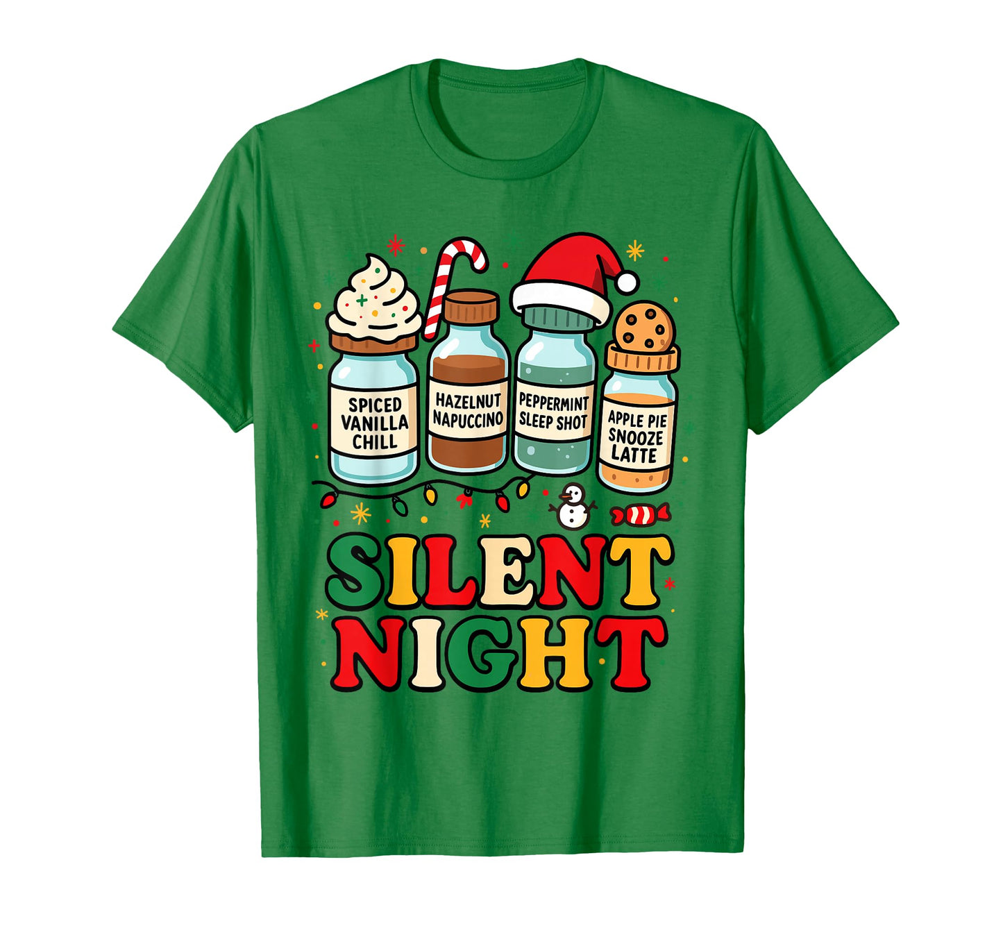 Silent Night Coffee Drinks Funny Christmas Design T-Shirt