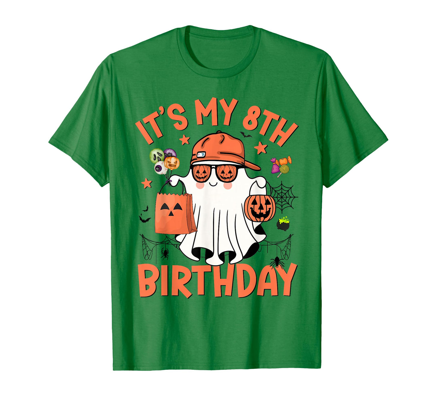 It's My 8th Birthday Funny Halloween Ghost Boo 8th Bday Boy T-Shirt