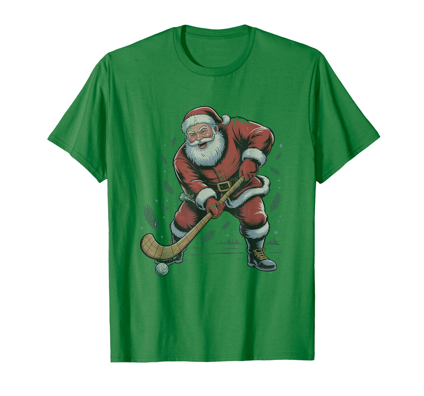 Vintage Santa Playing Field Hockey Retro Christmas Holiday T-Shirt