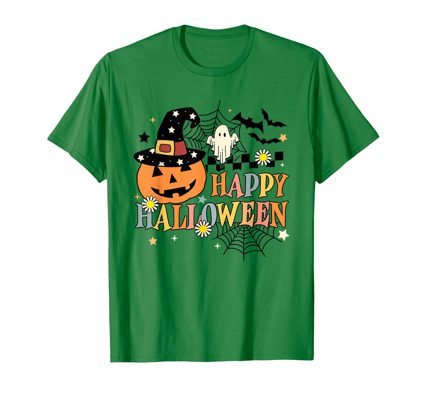 Happy Halloween Pumpkin Ghost Witch Hat T-Shirt
