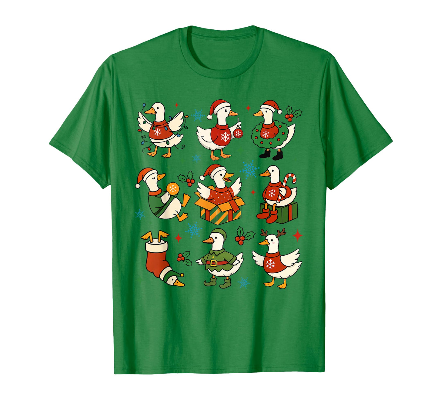 Funny Christmas Goose Santa Goose Reindeer Holiday Festive T-Shirt