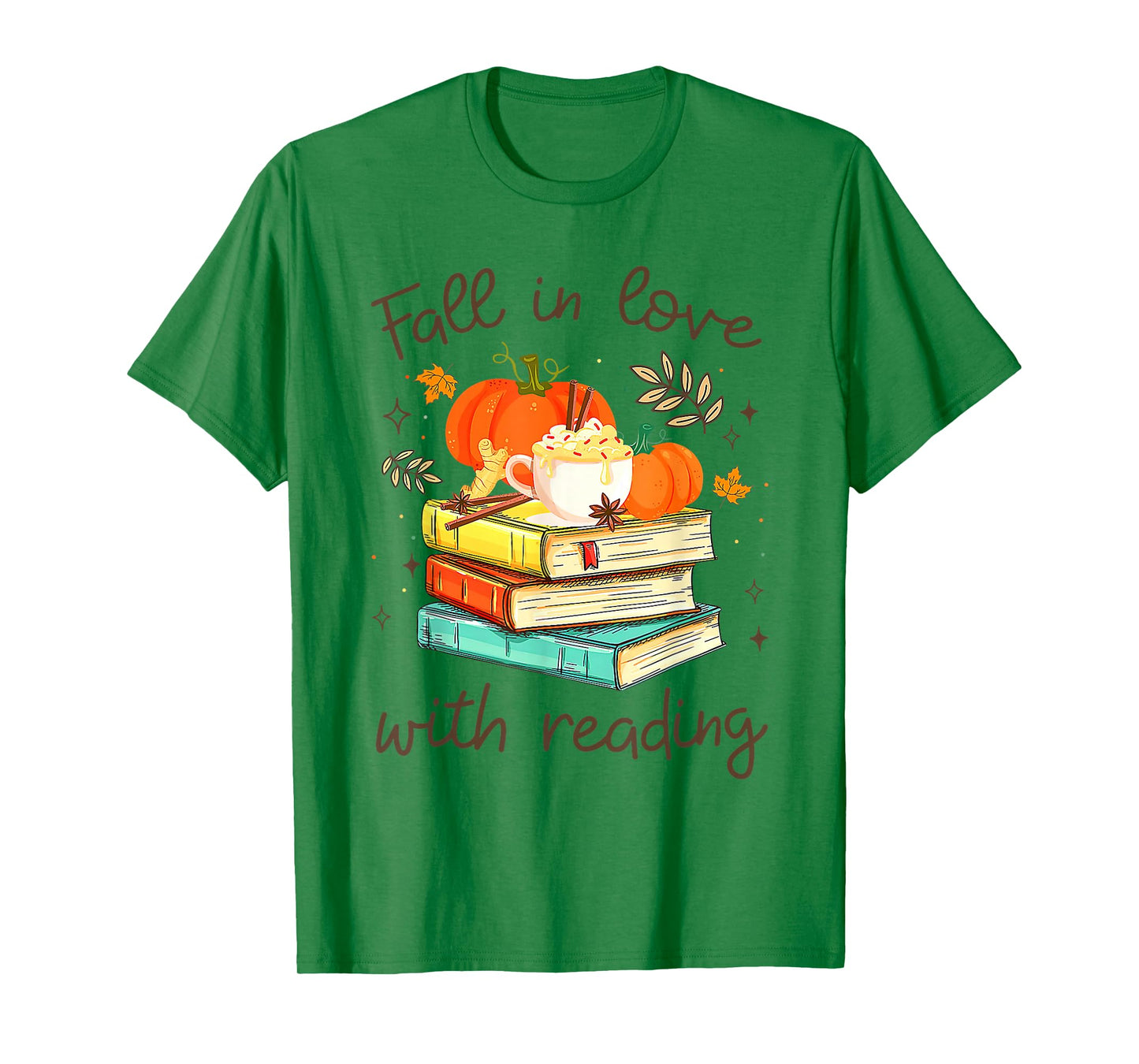 Fall in Love with Reading Book Autumn Pumpkins and Teachers T-Shirt