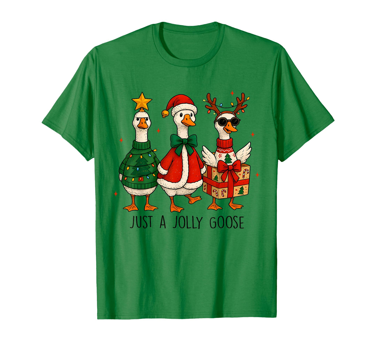 Just Jolly Goose Christmas Santa Reindeer Xmas Tree Goose T-Shirt