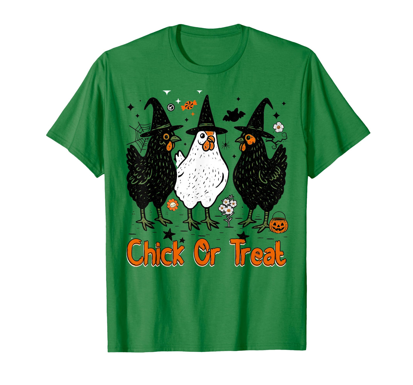 Retro Halloween Chick Or Treat Spooky Chickens Ghost Pumpkin T-Shirt