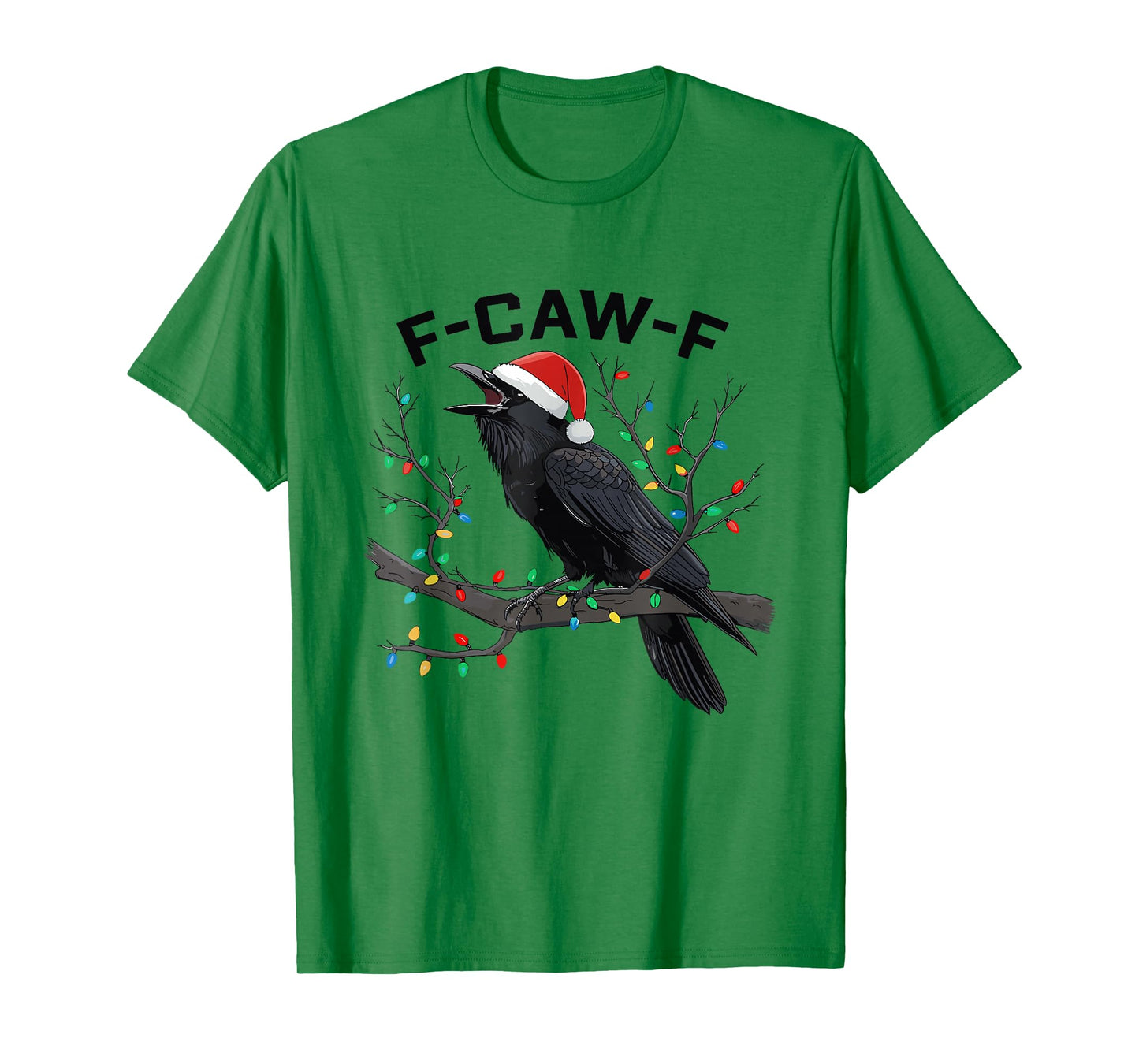 F-CAW-F Crow Raven Christmas Lights Dark Bird Crow Xmas T-Shirt