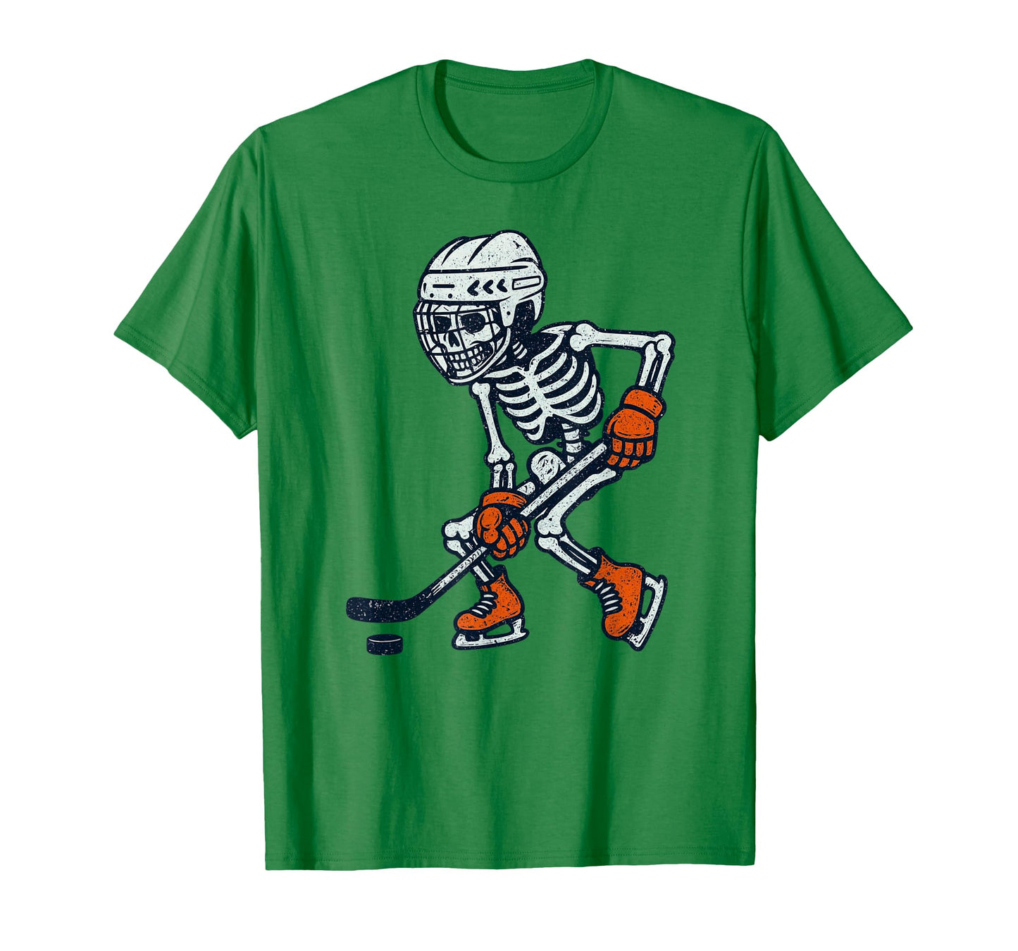 Vintage Halloween Skeleton Ice Hockey Funny Spooky Costume T-Shirt