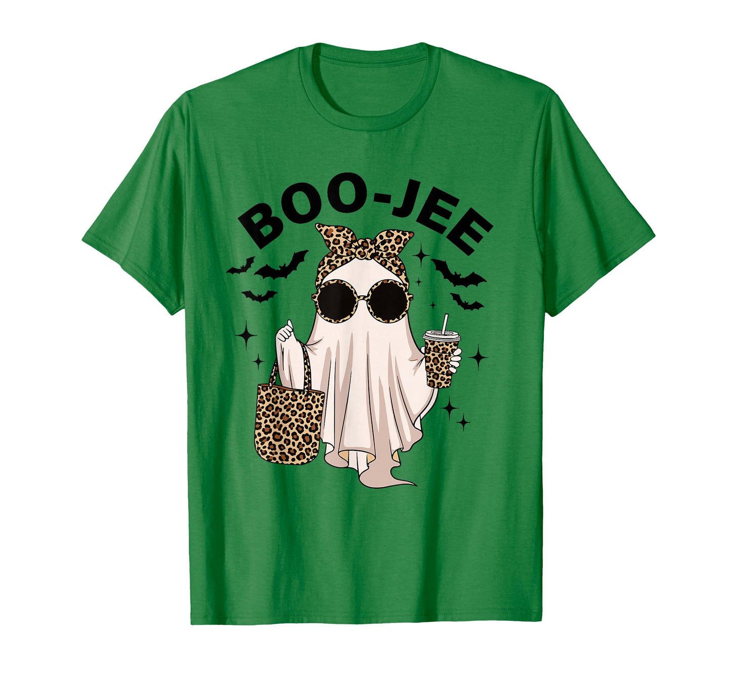 Coquette Leopard Ghost Coffee Boo-JEE Halloween Boujee Ghost T-Shirt