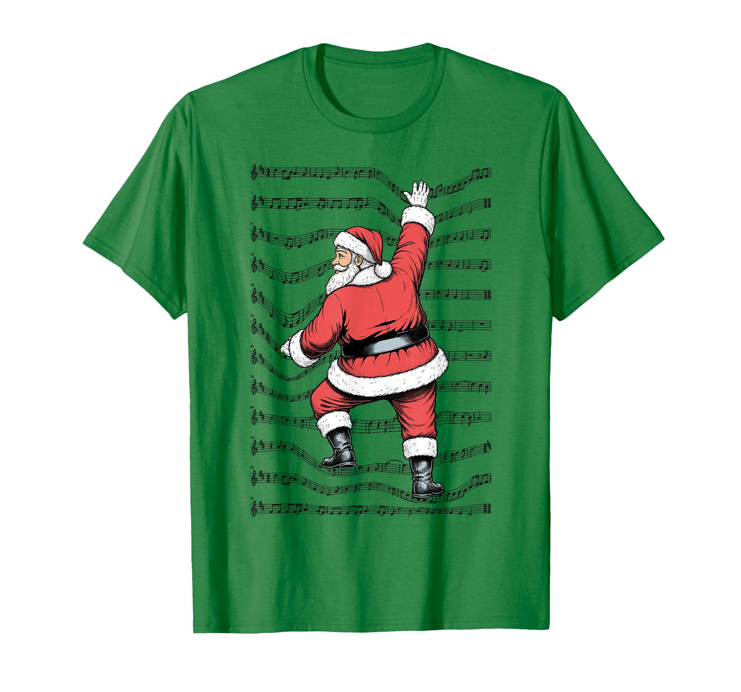 Musician Christmas Funny Santa Claus Climbing Sheet Music T-Shirt