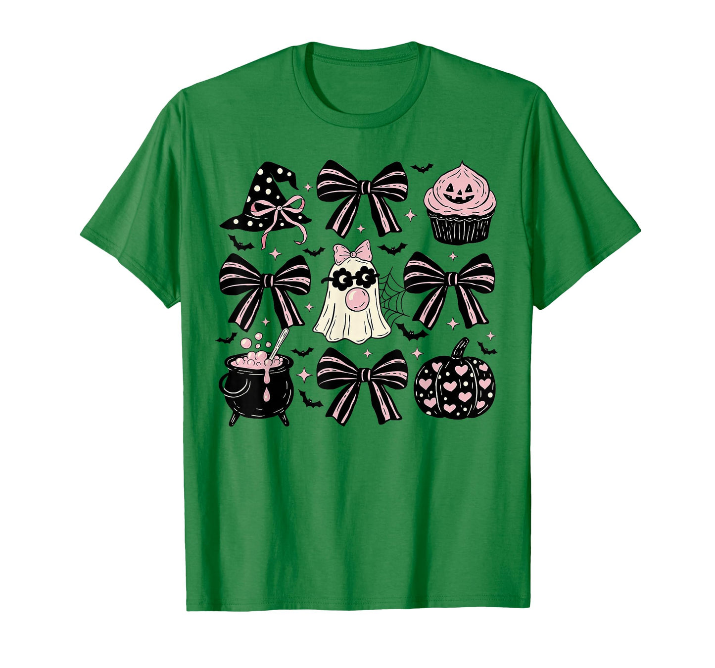 Funny Ghost Halloween Coquette Bow Witch Hat for Women Girls T-Shirt