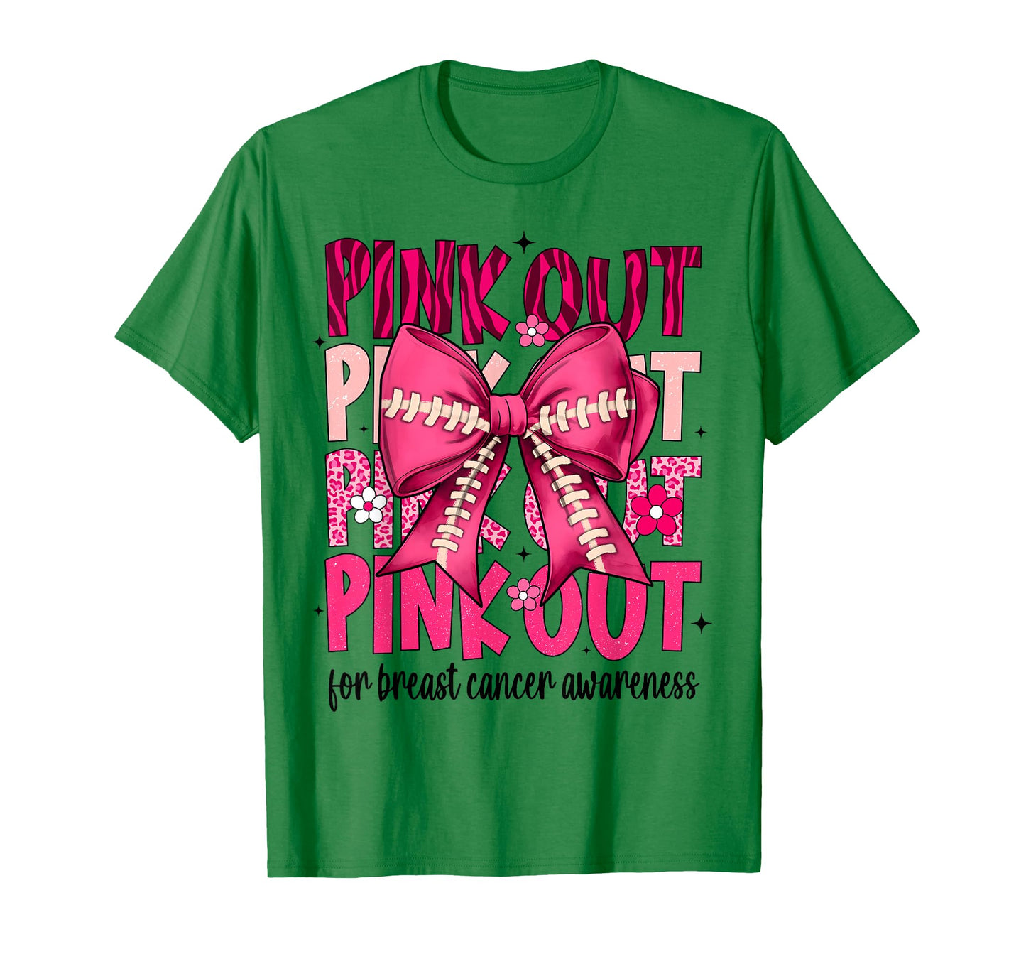 Pink Out Football Pink Coquette Bow Breast Cancer Awareness T-Shirt