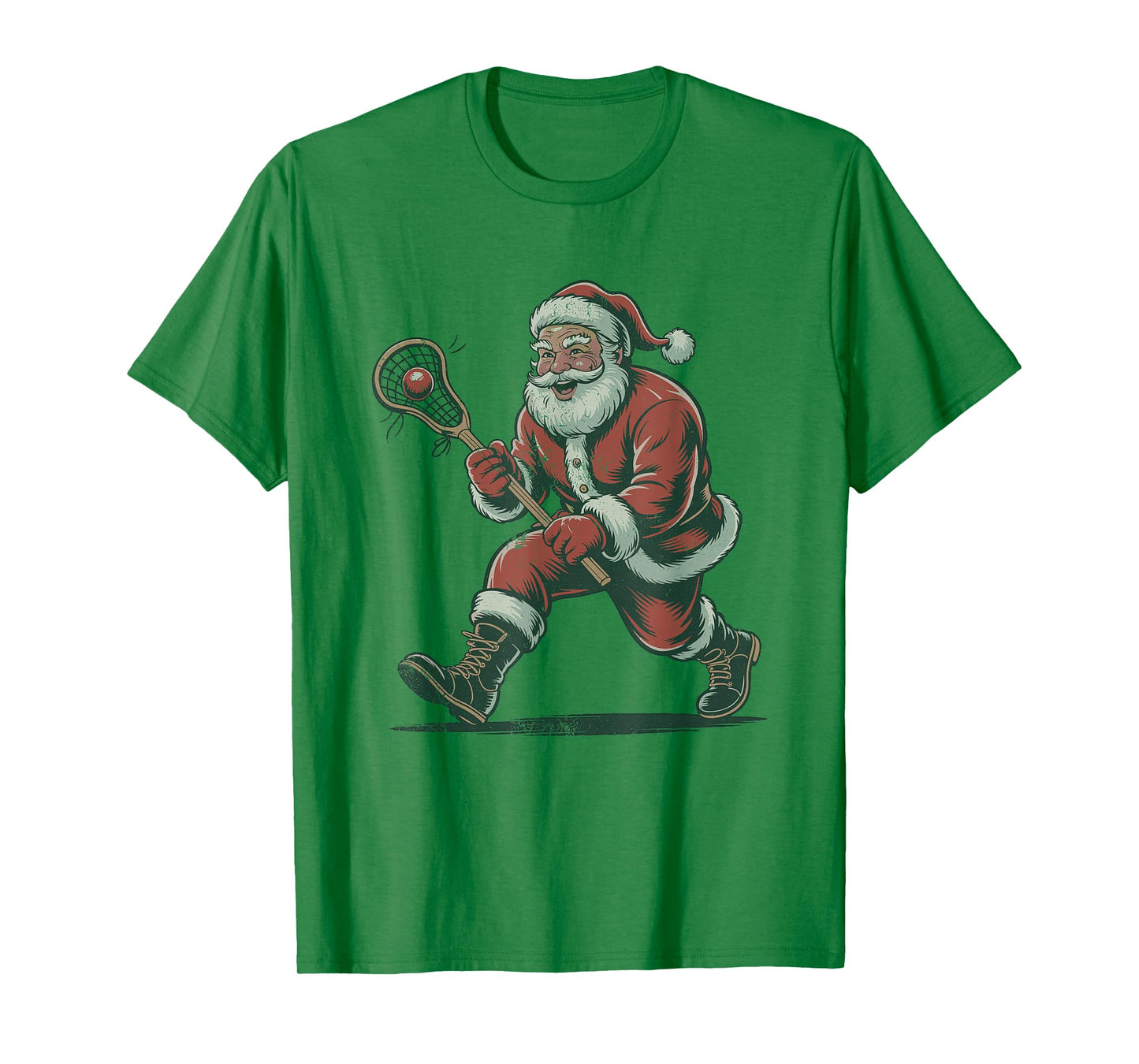 Santa Playing Lacrosse Retro Vintage 90s Christmas Holiday T-Shirt