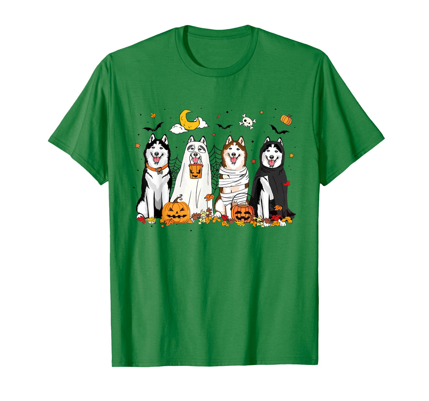 Fall Husky Ghost Halloween Husky Witch Dog Mom Dog Lover T-Shirt