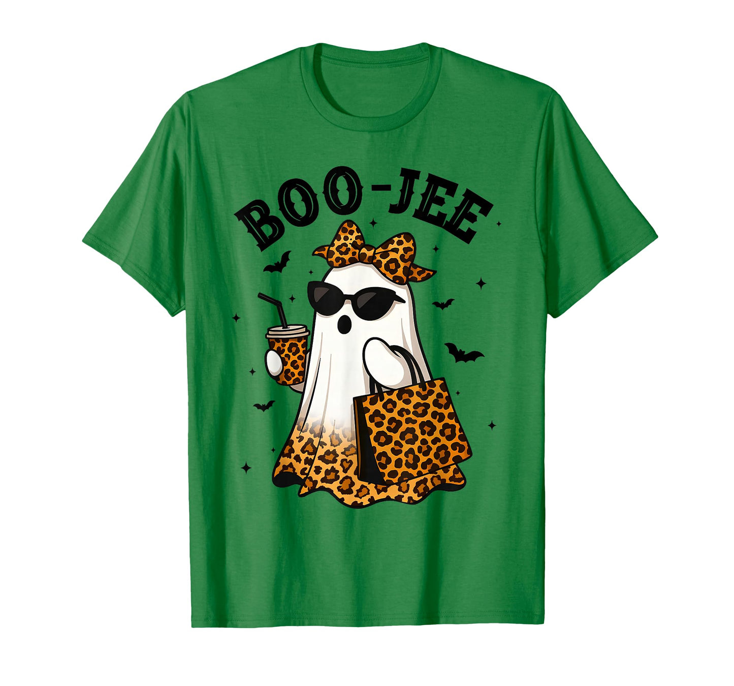 Coquette Leopard Ghost Coffee Boo-JEE Halloween Boujee Ghost T-Shirt