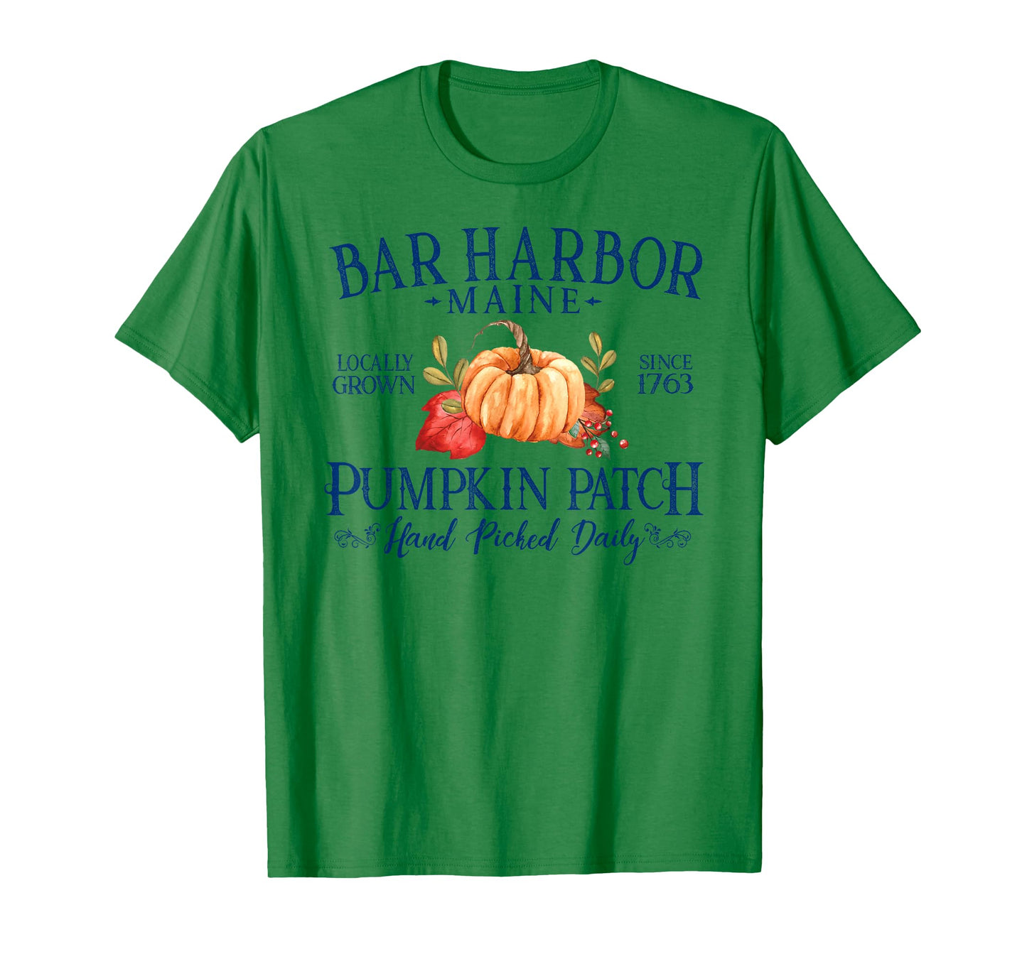 Bar Harbor Maine Pumpkin Patch Fall Navy Blue Letters T-Shirt