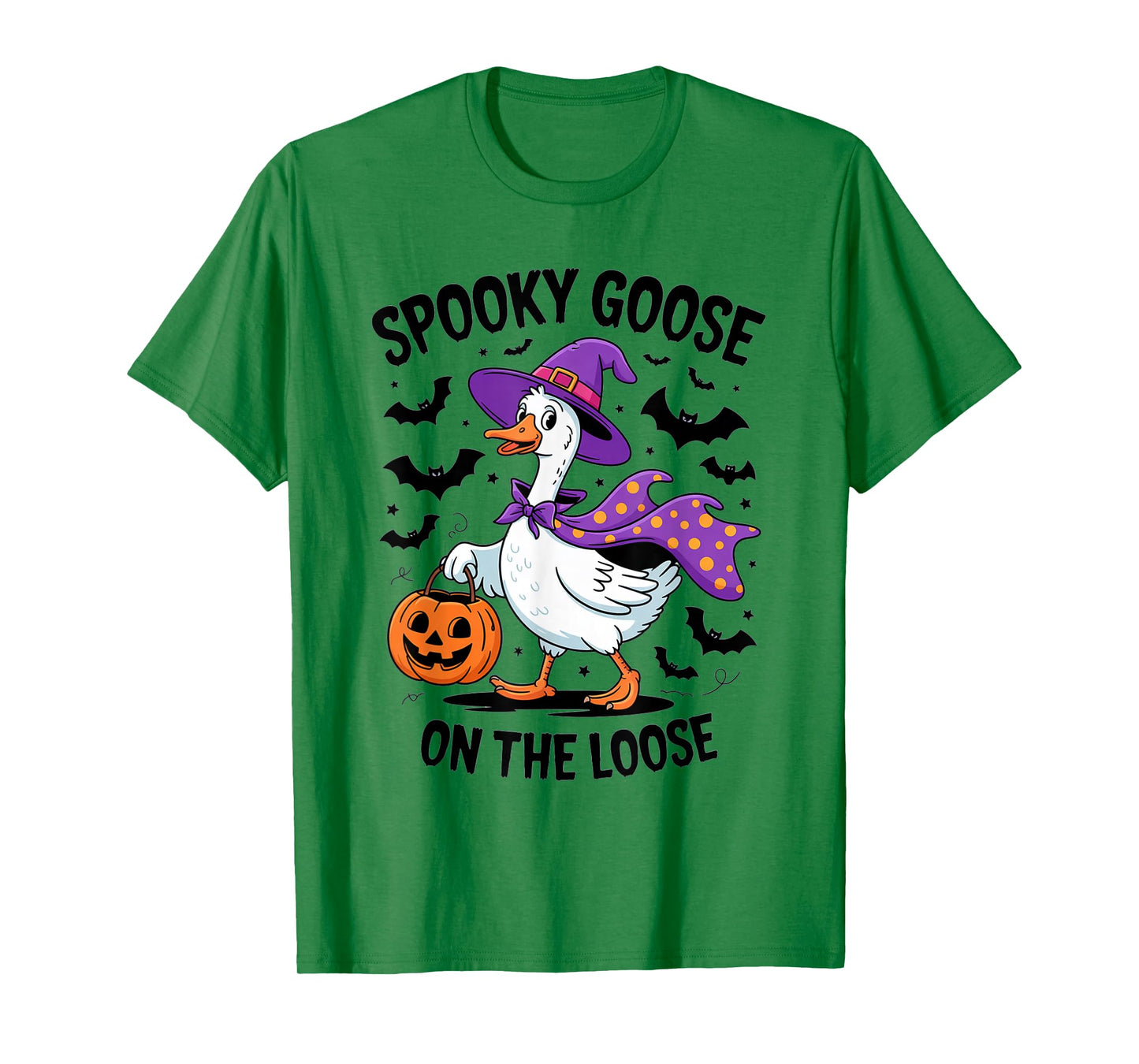 Spooky Goose on The Loose Witch Funny Halloween T-Shirt