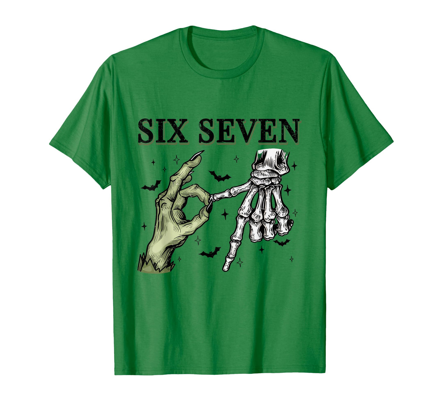 67 Six Seven Brainrot Halloween Witch Skeleton Phrase Meme T-Shirt