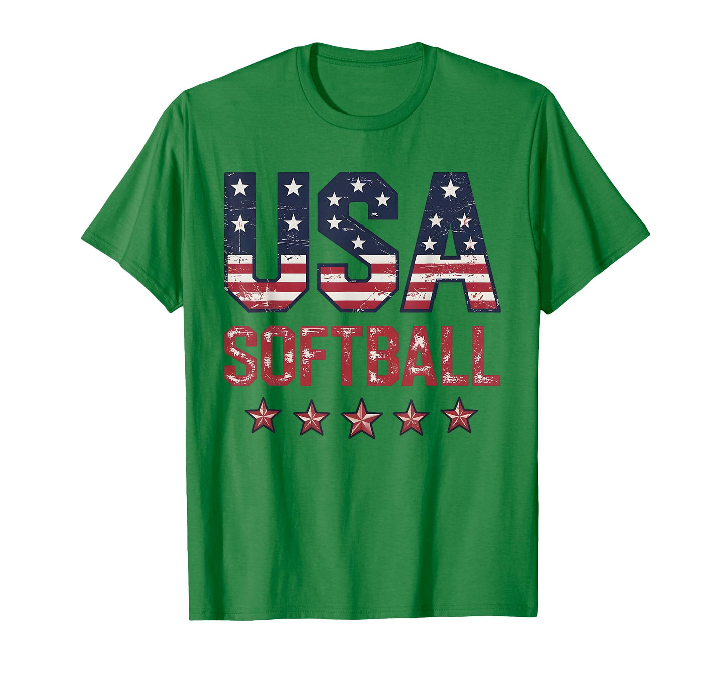 Softball USA American Flag Women Men Patriotic Softball Fan T-Shirt