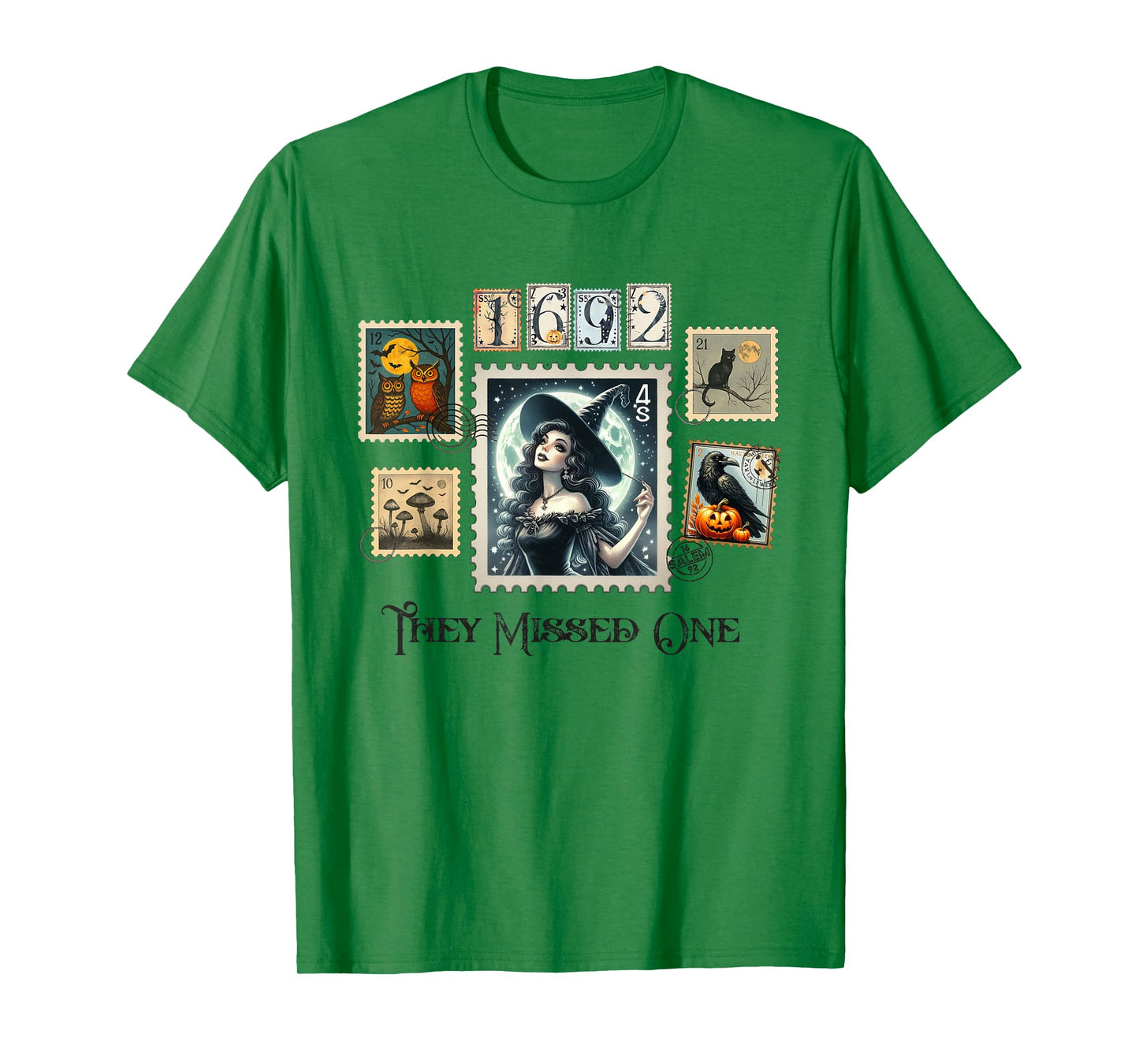 Witch Salem They Missed One 1692 Halloween Postage Stamp T-Shirt