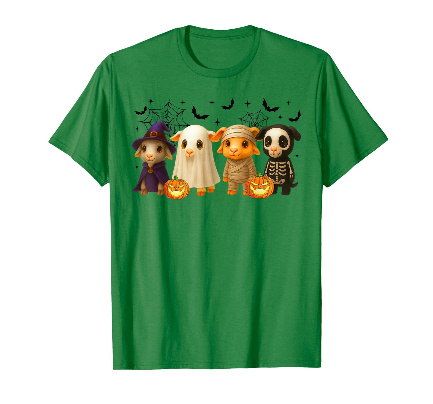 Goats in Witch Skeleton Ghost Costume Happy Halloween Day T-Shirt