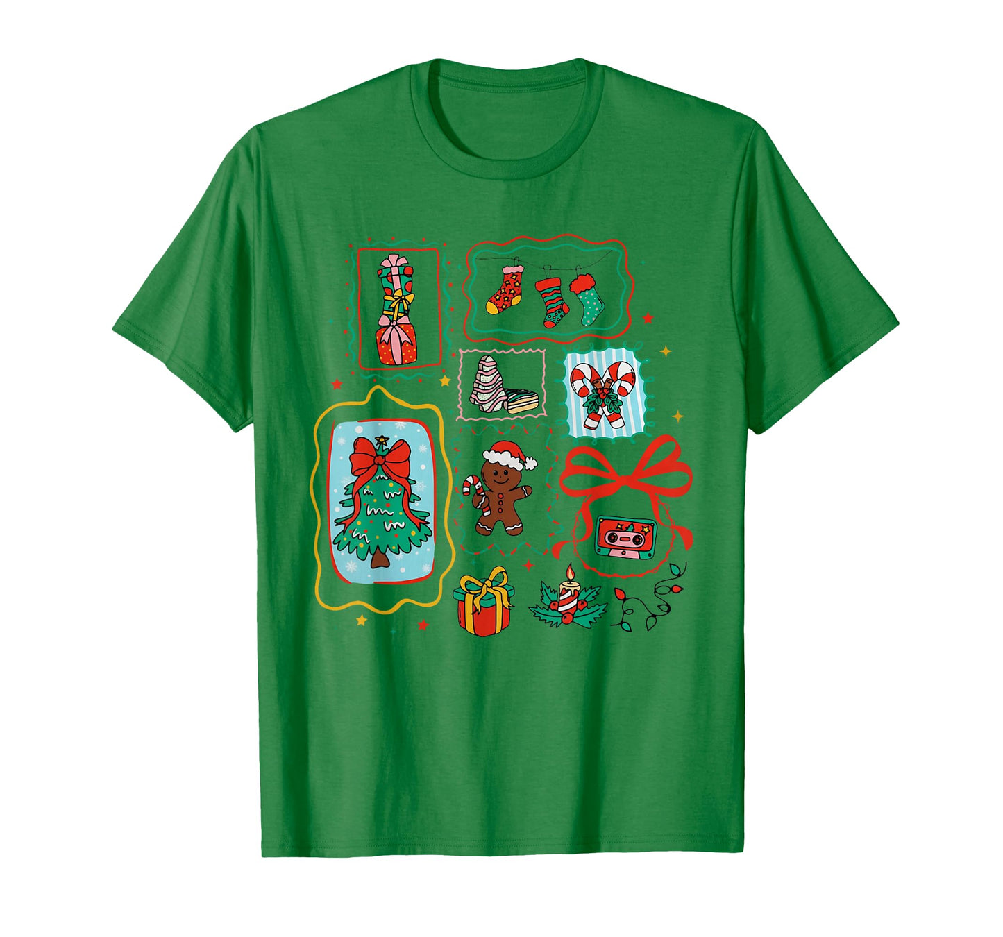 Cute Coquette Bow Christmas Santa Snowman Vintage Merry Xmas T-Shirt