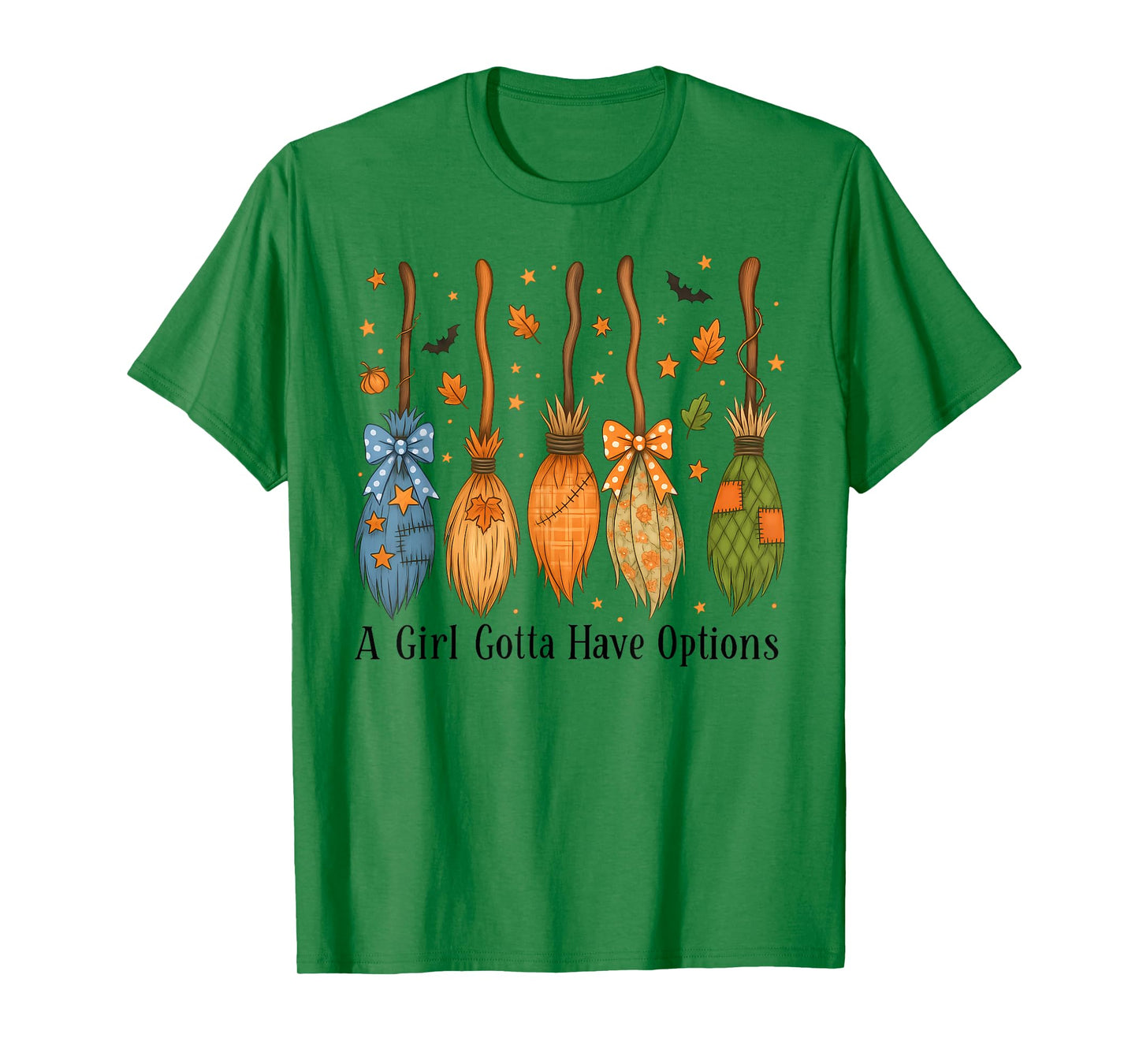 Coquette A Girl Gotta Have Options Patchwork Witch Brooms T-Shirt