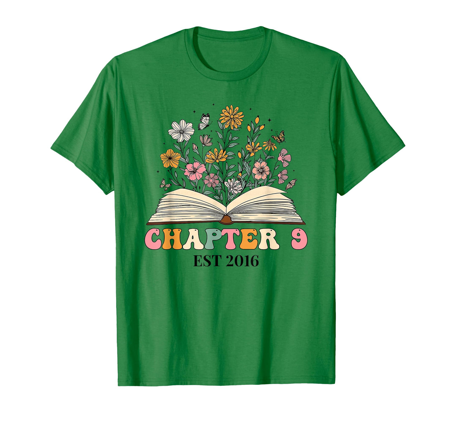 Chapter 9 Years Old 9th Birthday Wildflower Book Lover T-Shirt