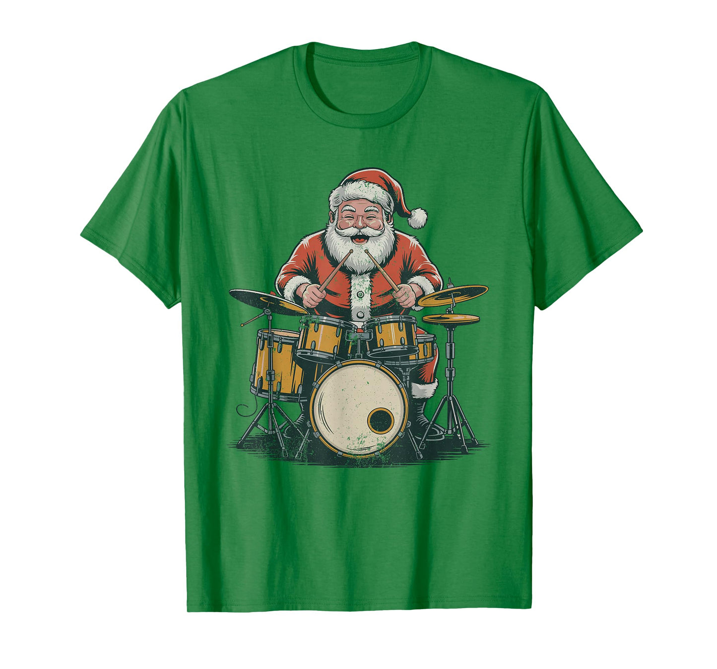 Vintage Santa Drumming Drummer Retro 90s Chrismas Holiday T-Shirt
