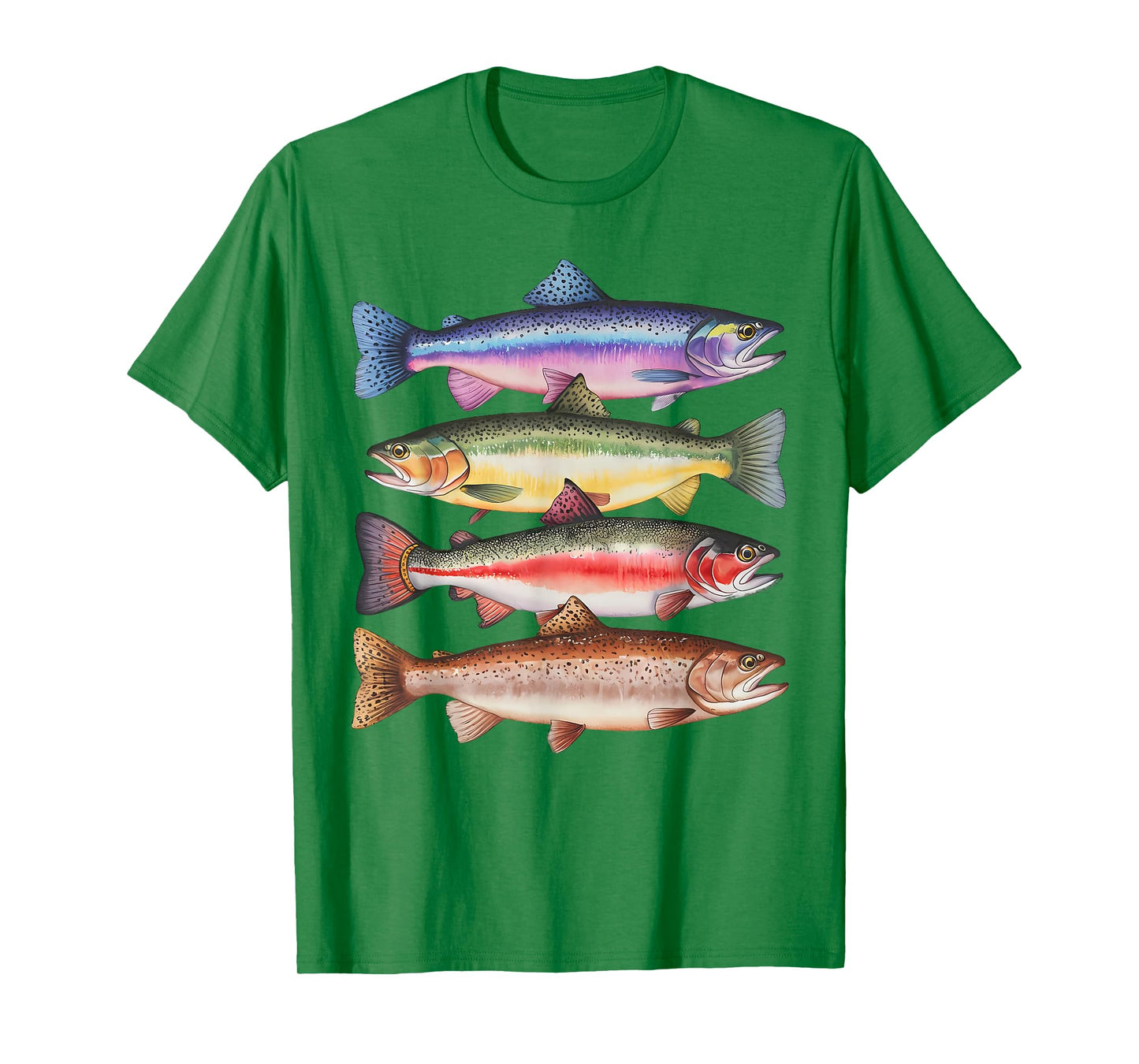 Abstract Colorful Trout In A Row For Fishing Lovers Men Kids T-Shirt