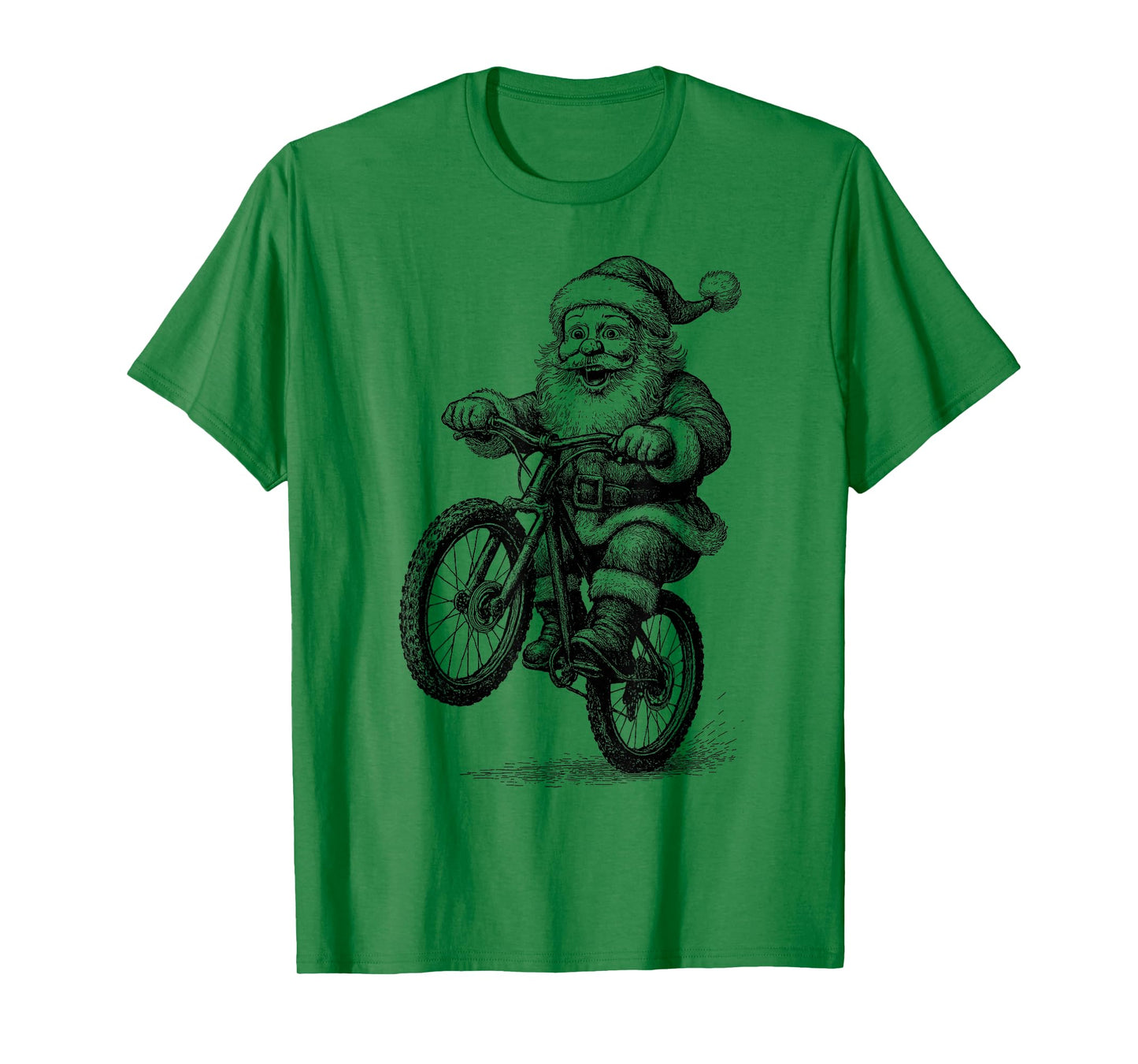 Vintage Kawaii Cute Santa Claus Riding Bicycle Cyclist T-Shirt