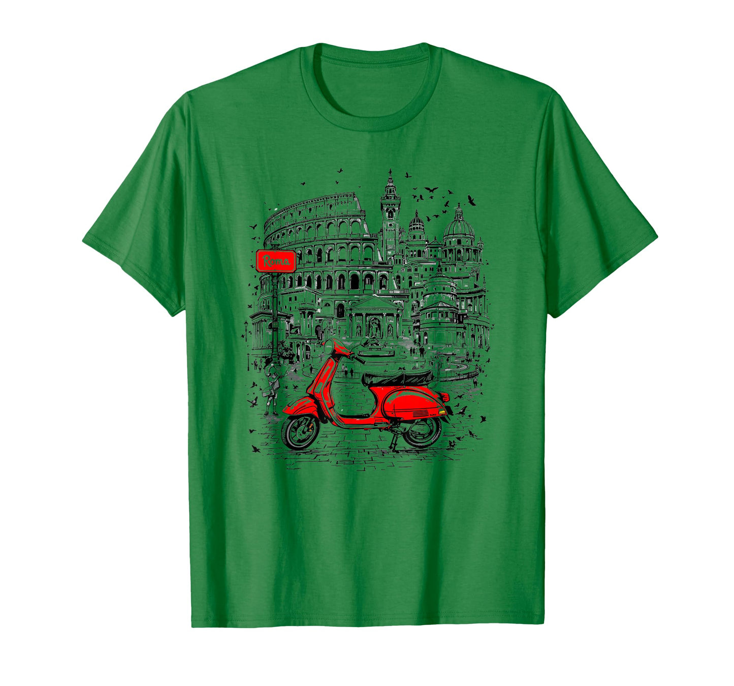 Roma Italy Scooter Art Graphic Tee Italy Travel Souvenir T-Shirt